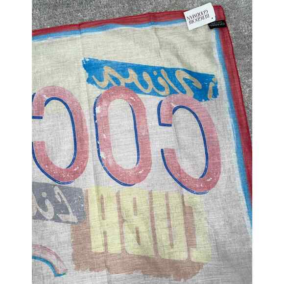 Chanel 17C Coco Cuba CC Pink Graffiti Cotton Bandana Handkerchief Scarf Wrap - Picture 10 of 10